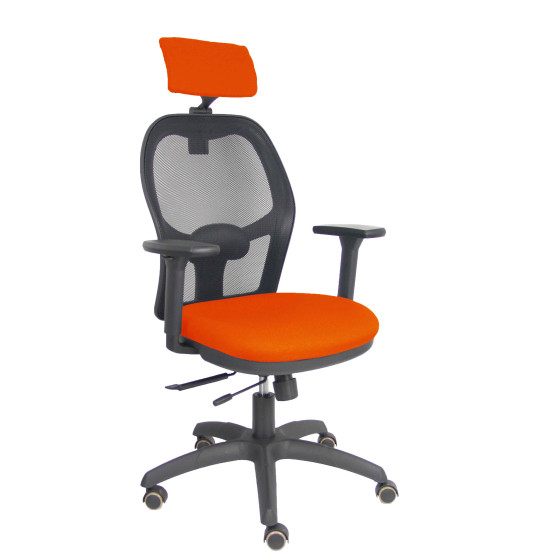 Silla Jorquera traslack malla negra asiento bali naranja oscuro brazos 3D cabecero regulable