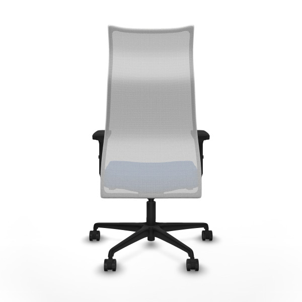 Albacete malla sincro malla blanca similpiel azul brazos 2D base nailon ruedas 65 mm nailon