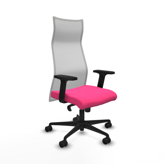 Albacete malla sincro malla blanca similpiel rosa brazos 2D base nailon ruedas 65 mm nailon