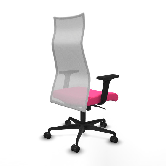 Albacete malla sincro malla blanca similpiel rosa brazos 2D base nailon ruedas 65 mm nailon