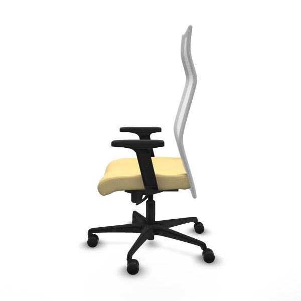 Albacete malla sincro malla blanca similpiel crema brazos 2D base nailon ruedas 65 mm nailon