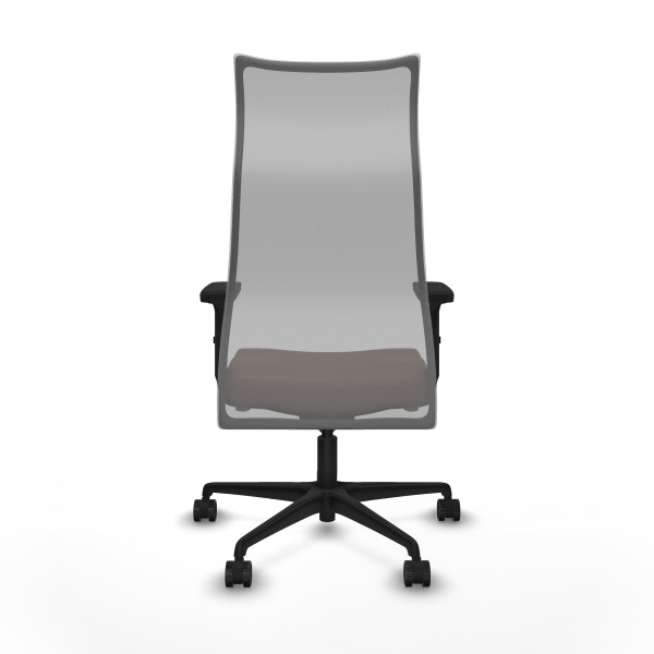 Albacete malla sincro malla gris similpiel marrón oscuro brazos 2D base nailon ruedas 65 mm nailon
