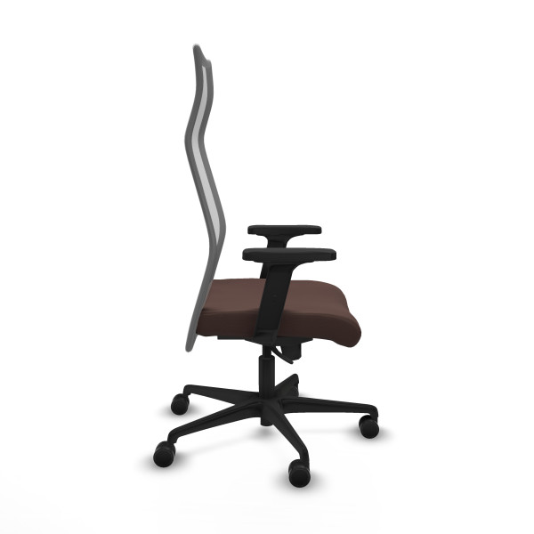 Albacete malla sincro malla gris similpiel marrón oscuro brazos 2D base nailon ruedas 65 mm nailon