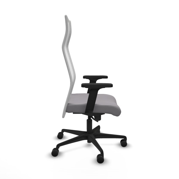 Albacete malla sincro malla blanca similpiel gris brazos 2D base nailon ruedas 65 mm nailon