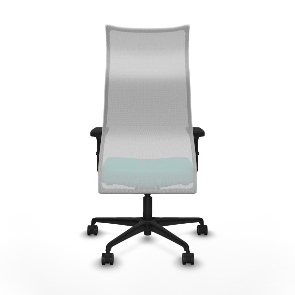 Albacete malla sincro malla blanca similpiel turquesa brazos 2D base nailon ruedas 65 mm nailon