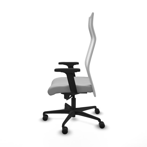 Albacete malla sincro malla blanca similpiel gris claro brazos 2D base nailon ruedas 65 mm nailon