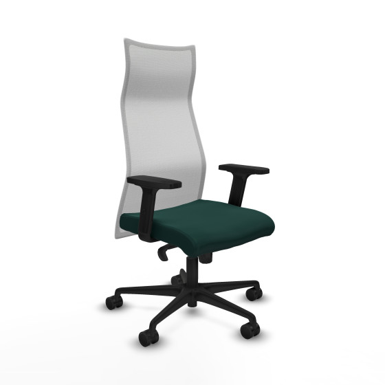 Albacete malla sincro malla blanca similpiel verde botella brazos 2D base nailon ruedas 65 mm nailon