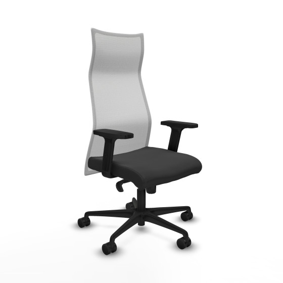 Albacete malla sincro malla blanca similpiel gris oscuro brazos 2D base nailon ruedas 65 mm nailon
