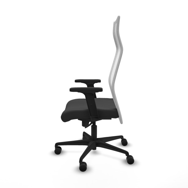 Albacete malla sincro malla blanca similpiel gris oscuro brazos 2D base nailon ruedas 65 mm nailon