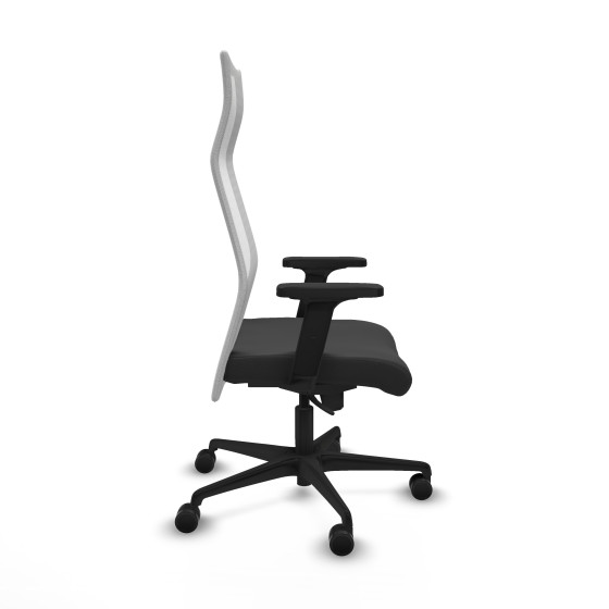 Albacete malla sincro malla blanca similpiel gris oscuro brazos 2D base nailon ruedas 65 mm nailon