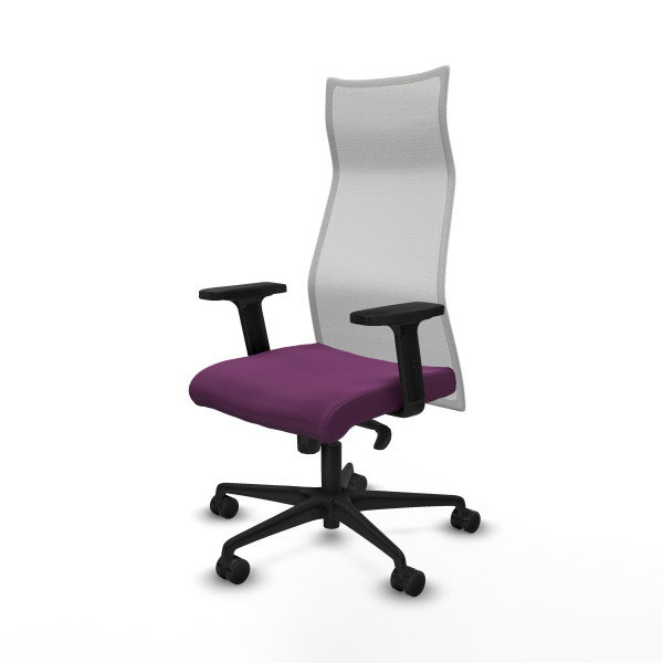 Albacete malla sincro malla blanca similpiel morado brazos 2D base nailon ruedas 65 mm nailon