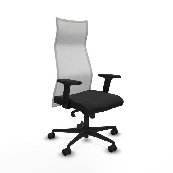 Albacete malla sincro malla blanca similpiel negro brazos 2D base nailon ruedas 65 mm nailon