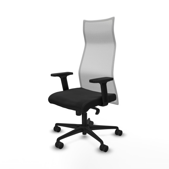 Albacete malla sincro malla blanca similpiel negro brazos 2D base nailon ruedas 65 mm nailon