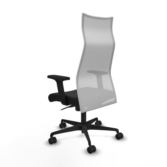 Albacete malla sincro malla blanca similpiel negro brazos 2D base nailon ruedas 65 mm nailon