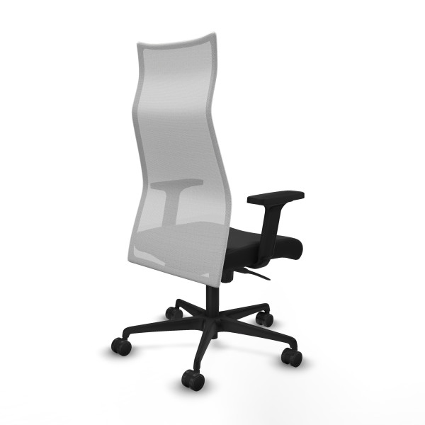 Albacete malla sincro malla blanca similpiel negro brazos 2D base nailon ruedas 65 mm nailon