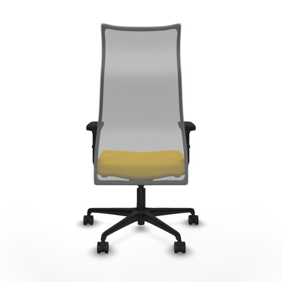 Albacete malla sincro malla gris similpiel amarillo brazos 2D base nailon ruedas 65 mm nailon