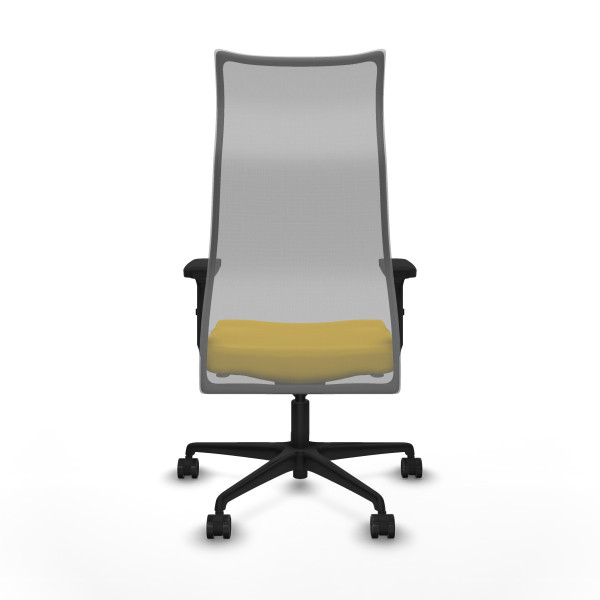 Albacete malla sincro malla gris similpiel amarillo brazos 2D base nailon ruedas 65 mm nailon