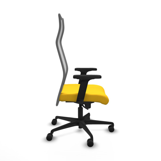 Albacete malla sincro malla gris similpiel amarillo brazos 2D base nailon ruedas 65 mm nailon
