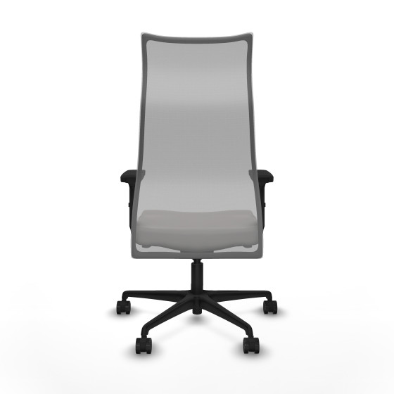 Albacete malla sincro malla gris similpiel blanco brazos 2D base nailon ruedas 65 mm nailon
