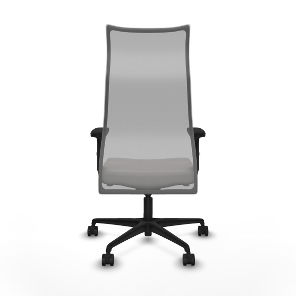 Albacete malla sincro malla gris similpiel blanco brazos 2D base nailon ruedas 65 mm nailon