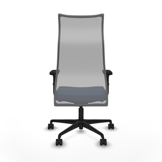 Albacete malla sincro malla gris similpiel azul marino brazos 2D base nailon ruedas 65 mm nailon