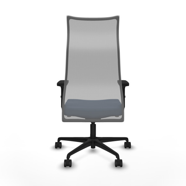 Albacete malla sincro malla gris similpiel azul marino brazos 2D base nailon ruedas 65 mm nailon
