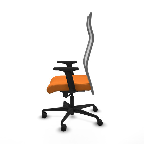 Albacete malla sincro malla gris similpiel naranja brazos 2D base nailon ruedas 65 mm nailon