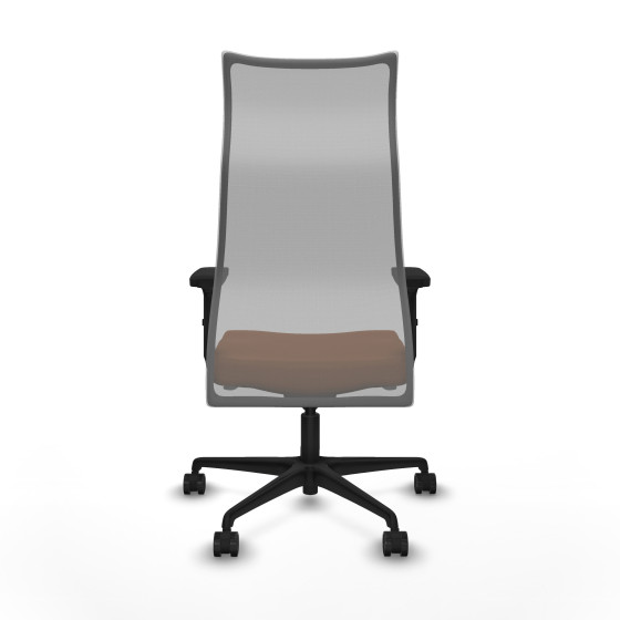 Albacete malla sincro malla gris similpiel marrón brazos 2D base nailon ruedas 65 mm nailon