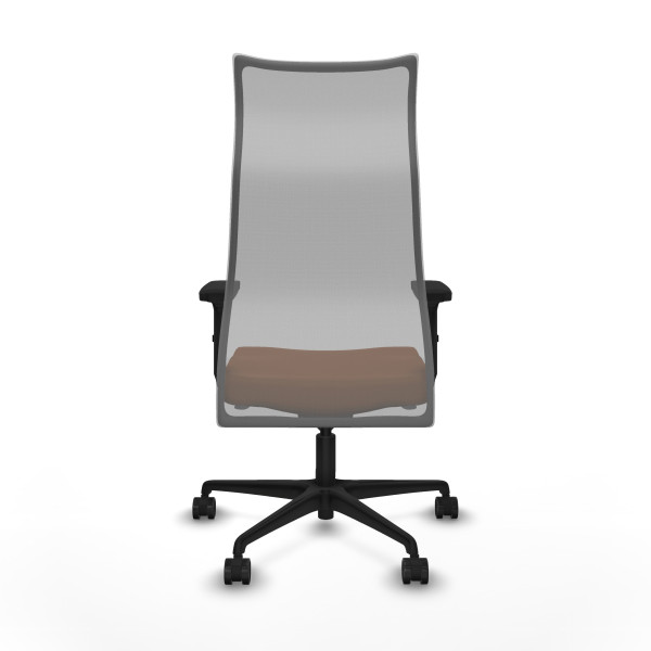 Albacete malla sincro malla gris similpiel marrón brazos 2D base nailon ruedas 65 mm nailon