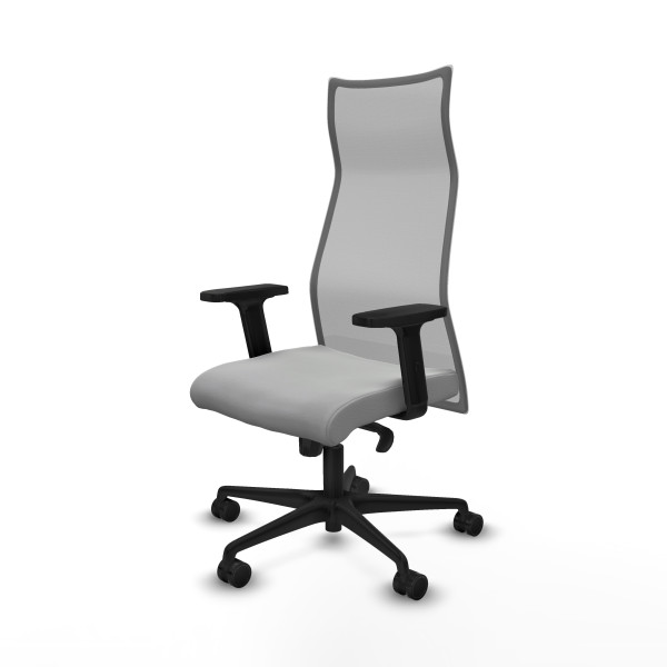 Albacete malla sincro malla gris similpiel gris claro brazos 2D base nailon ruedas 65 mm nailon