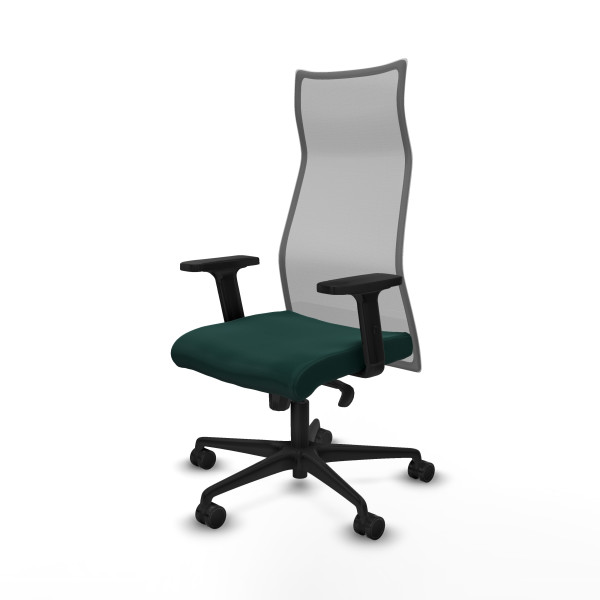 Albacete malla sincro malla gris similpiel verde botella brazos 2D base nailon ruedas 65 mm nailon
