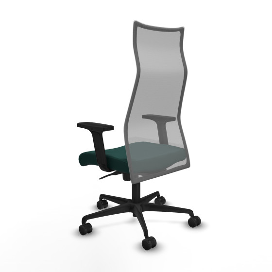Albacete malla sincro malla gris similpiel verde botella brazos 2D base nailon ruedas 65 mm nailon