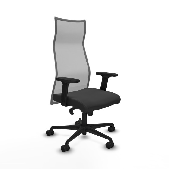 Albacete malla sincro malla gris similpiel gris oscuro brazos 2D base nailon ruedas 65 mm nailon