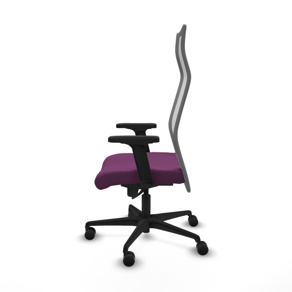 Albacete malla sincro malla gris similpiel morado brazos 2D base nailon ruedas 65 mm nailon