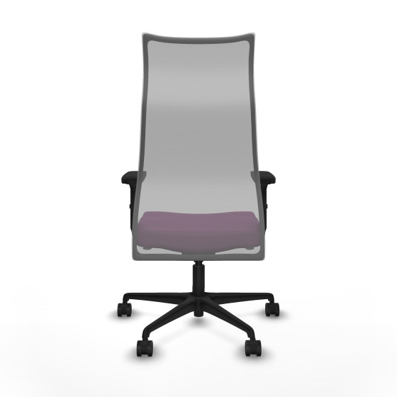 Albacete malla sincro malla gris similpiel morado brazos 2D base nailon ruedas 65 mm nailon