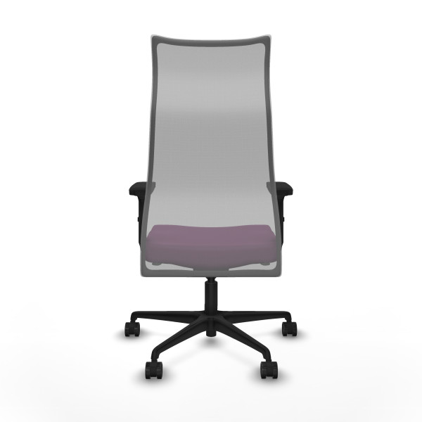 Albacete malla sincro malla gris similpiel morado brazos 2D base nailon ruedas 65 mm nailon
