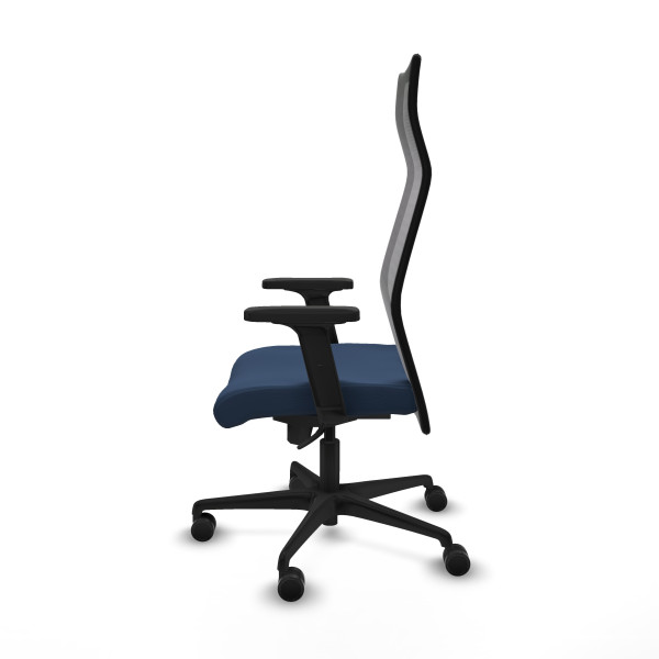 Albacete malla sincro malla negra similpiel azul marino brazos 2D base nailon ruedas 65 mm nailon