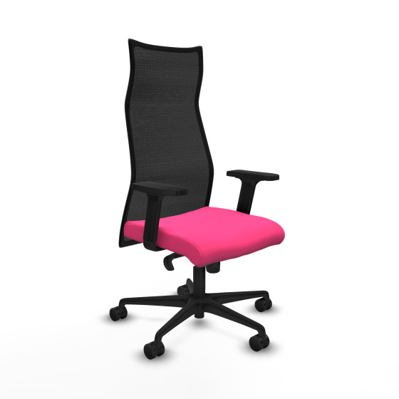 Albacete malla sincro malla negra similpiel rosa brazos 2D base nailon ruedas 65 mm nailon