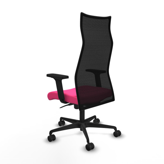 Albacete malla sincro malla negra similpiel rosa brazos 2D base nailon ruedas 65 mm nailon