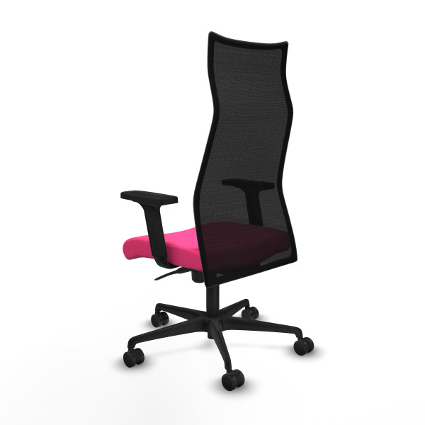 Albacete malla sincro malla negra similpiel rosa brazos 2D base nailon ruedas 65 mm nailon