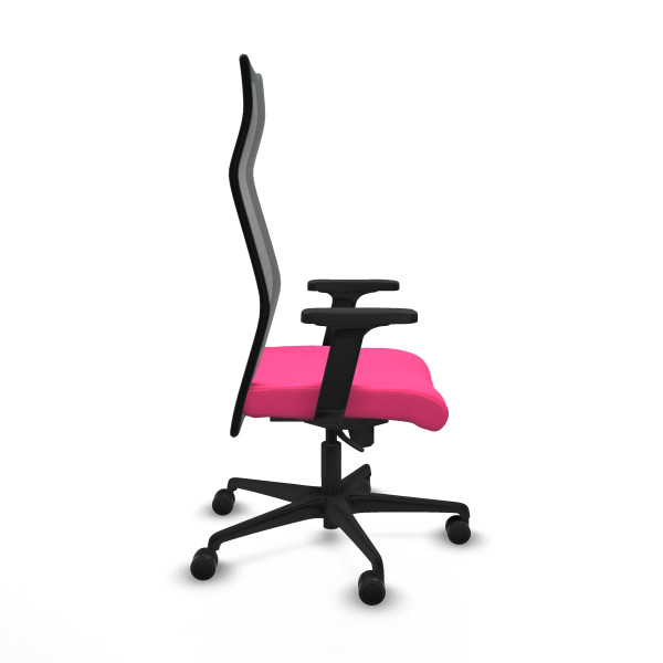 Albacete malla sincro malla negra similpiel rosa brazos 2D base nailon ruedas 65 mm nailon