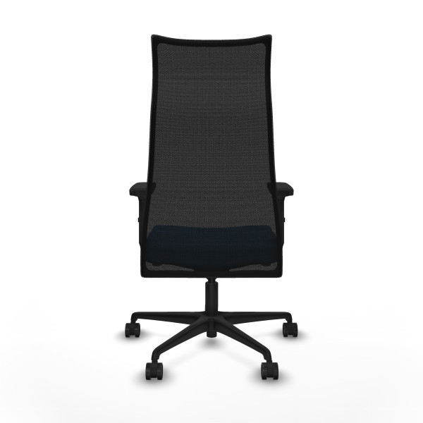 Albacete malla sincro malla negra similpiel azul claro brazos 2D base nailon ruedas 65 mm nailon