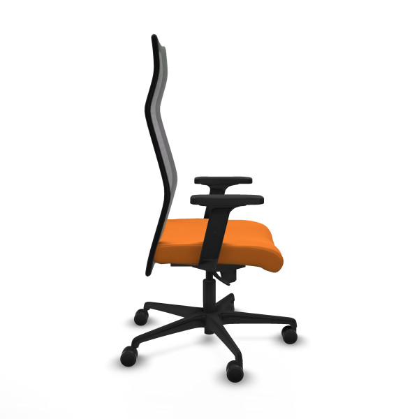 Albacete malla sincro malla negra similpiel naranja brazos 2D base nailon ruedas 65 mm nailon