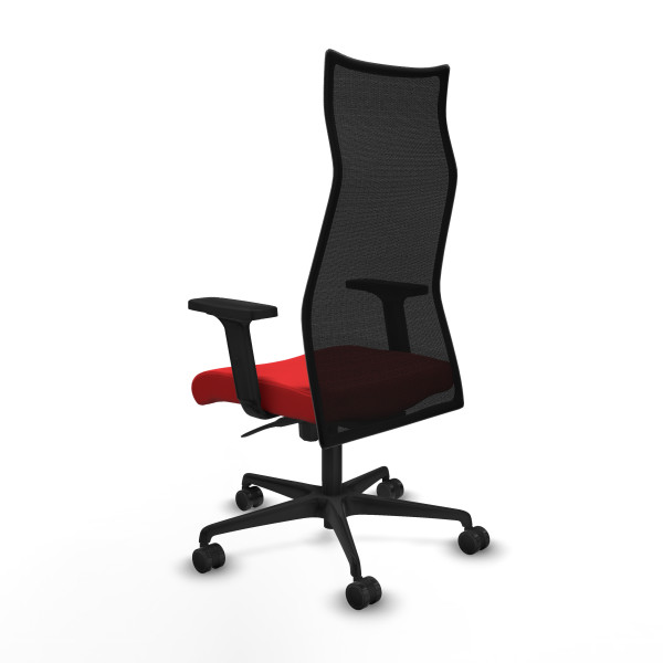Albacete malla sincro malla negra similpiel rojo brazos 2D base nailon ruedas 65 mm nailon