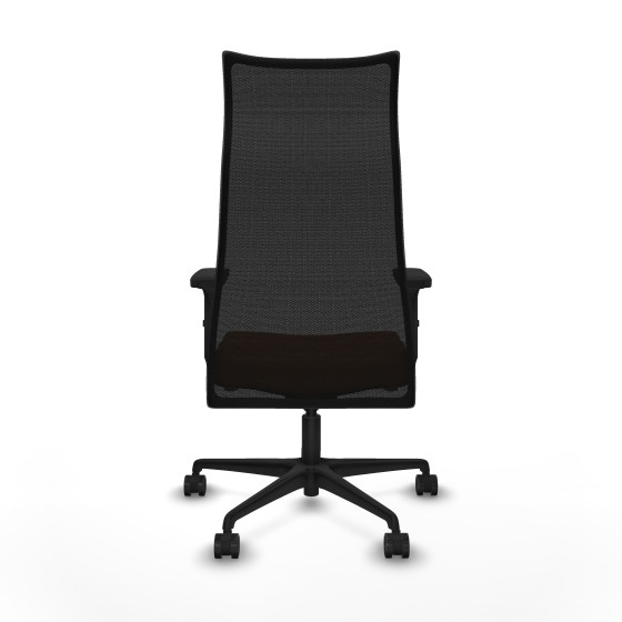 Albacete malla sincro malla negra similpiel marrón brazos 2D base nailon ruedas 65 mm nailon
