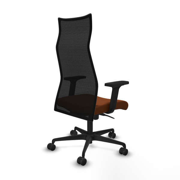Albacete malla sincro malla negra similpiel marrón brazos 2D base nailon ruedas 65 mm nailon