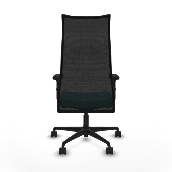 Albacete malla sincro malla negra similpiel turquesa brazos 2D base nailon ruedas 65 mm nailon
