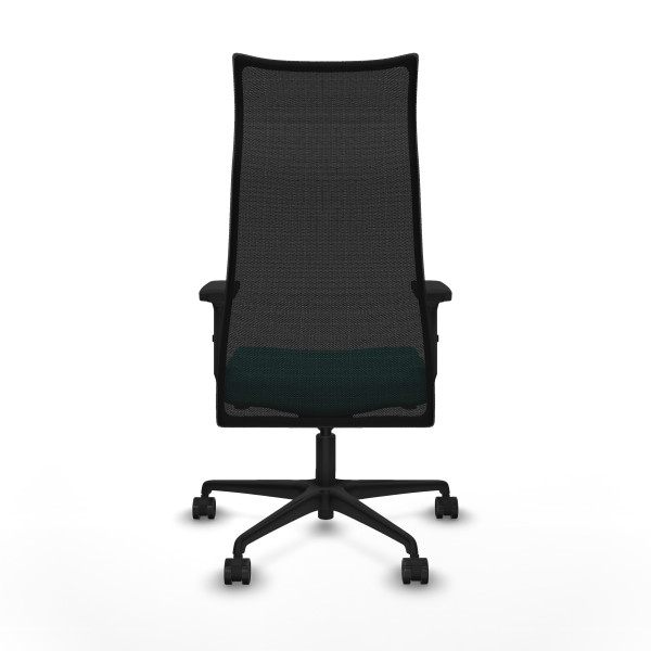 Albacete malla sincro malla negra similpiel turquesa brazos 2D base nailon ruedas 65 mm nailon