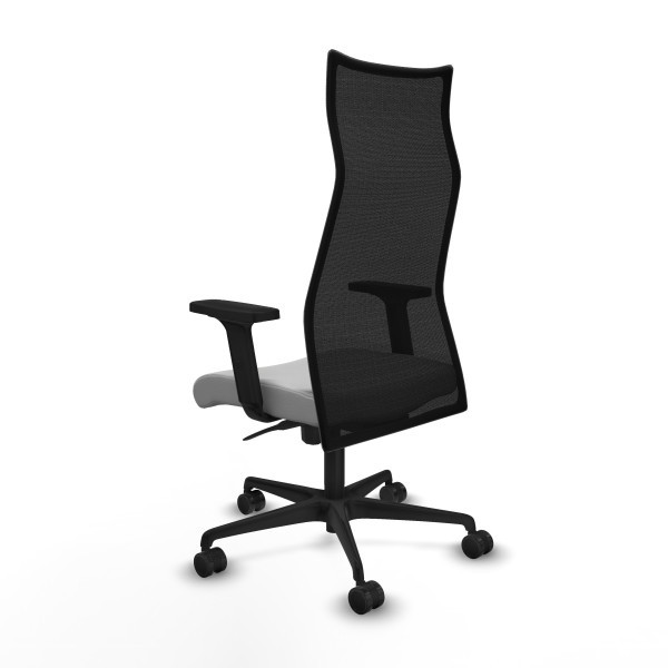 Albacete malla sincro malla negra similpiel gris claro brazos 2D base nailon ruedas 65 mm nailon