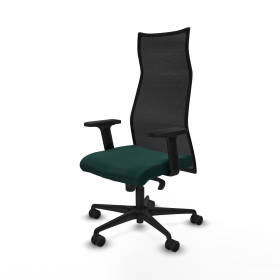 Albacete malla sincro malla negra similpiel verde botella brazos 2D base nailon ruedas 65 mm nailon